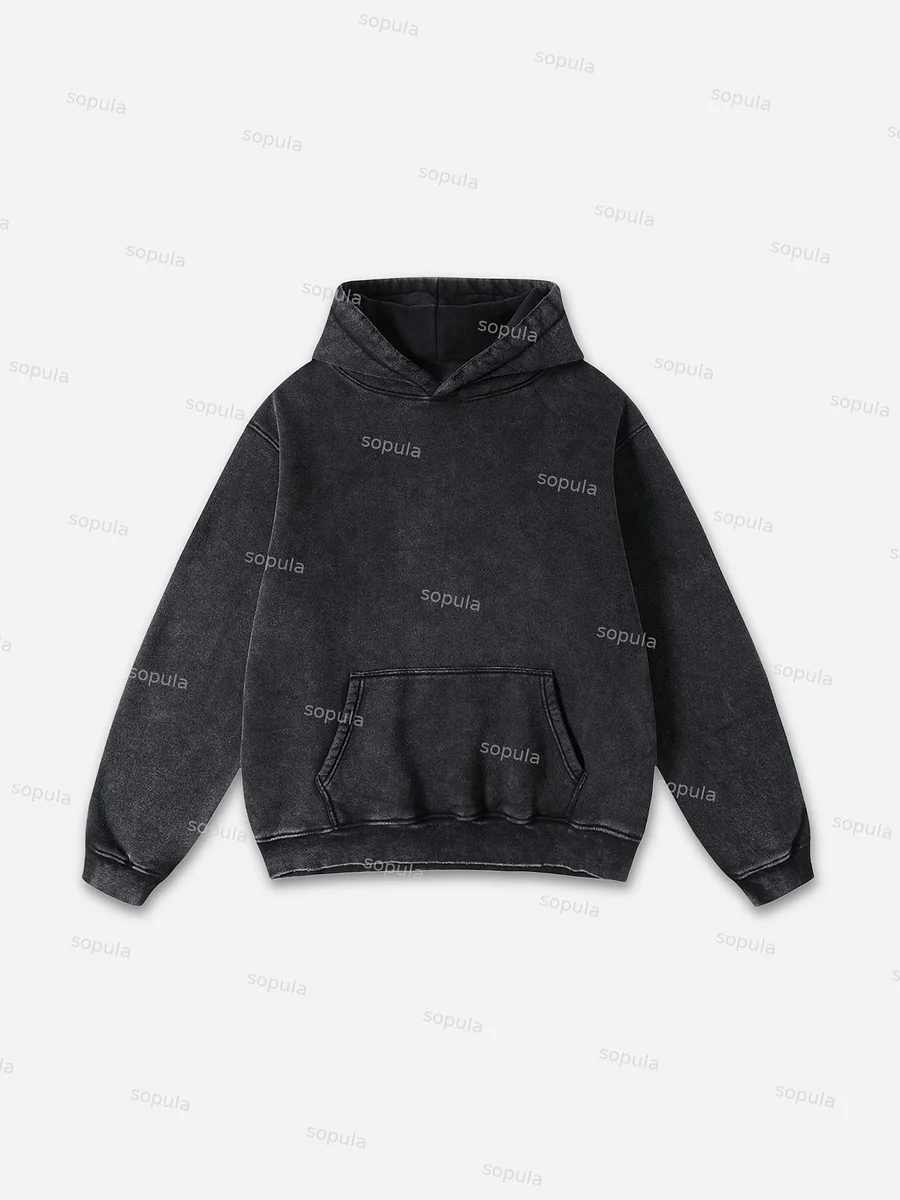 Vintage Hip-Hop Saved By God Graphic Acid Washed Oversized Hoodie