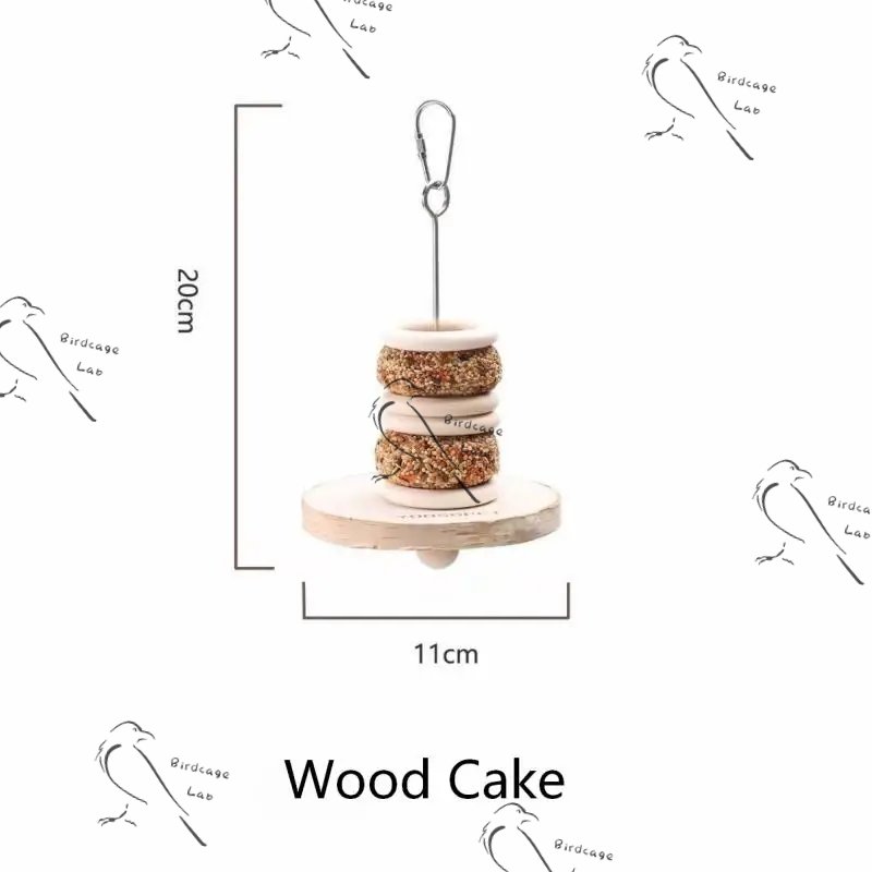 Parrot Chewing Wood Cake & Woven Grass Toy Set  Birdcagelab