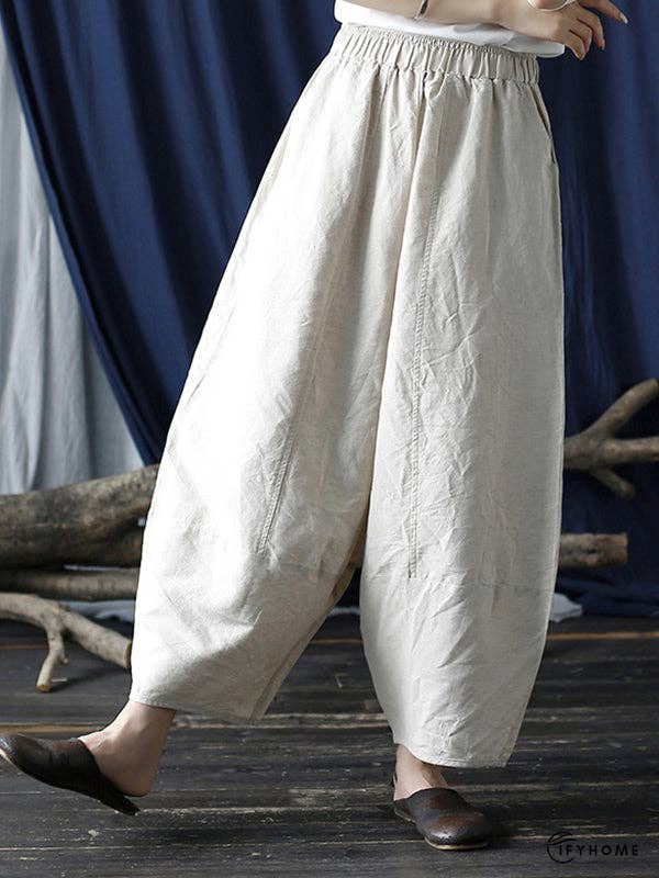 Simple Solid Color Elasticity Waisted Wide Leg Pants | IFYHOME