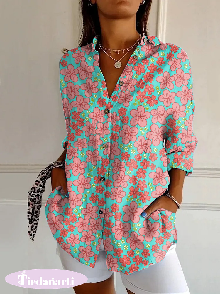 Classic Floral Print Casual Long Sleeve Shirt