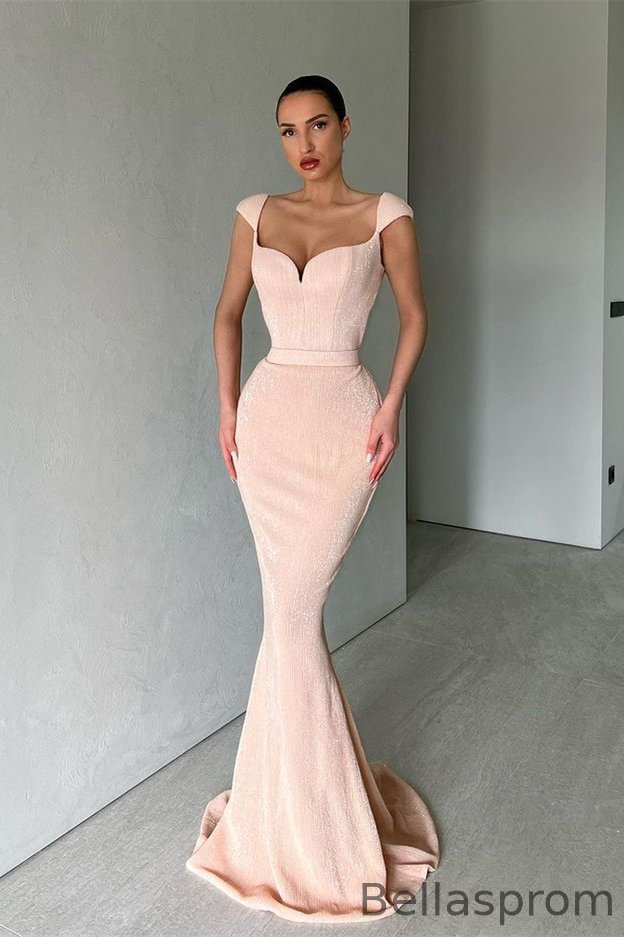 Bellasprom Cap Sleeves Prom Dress Long Mermaid Party Gowns Sequins Bellasprom