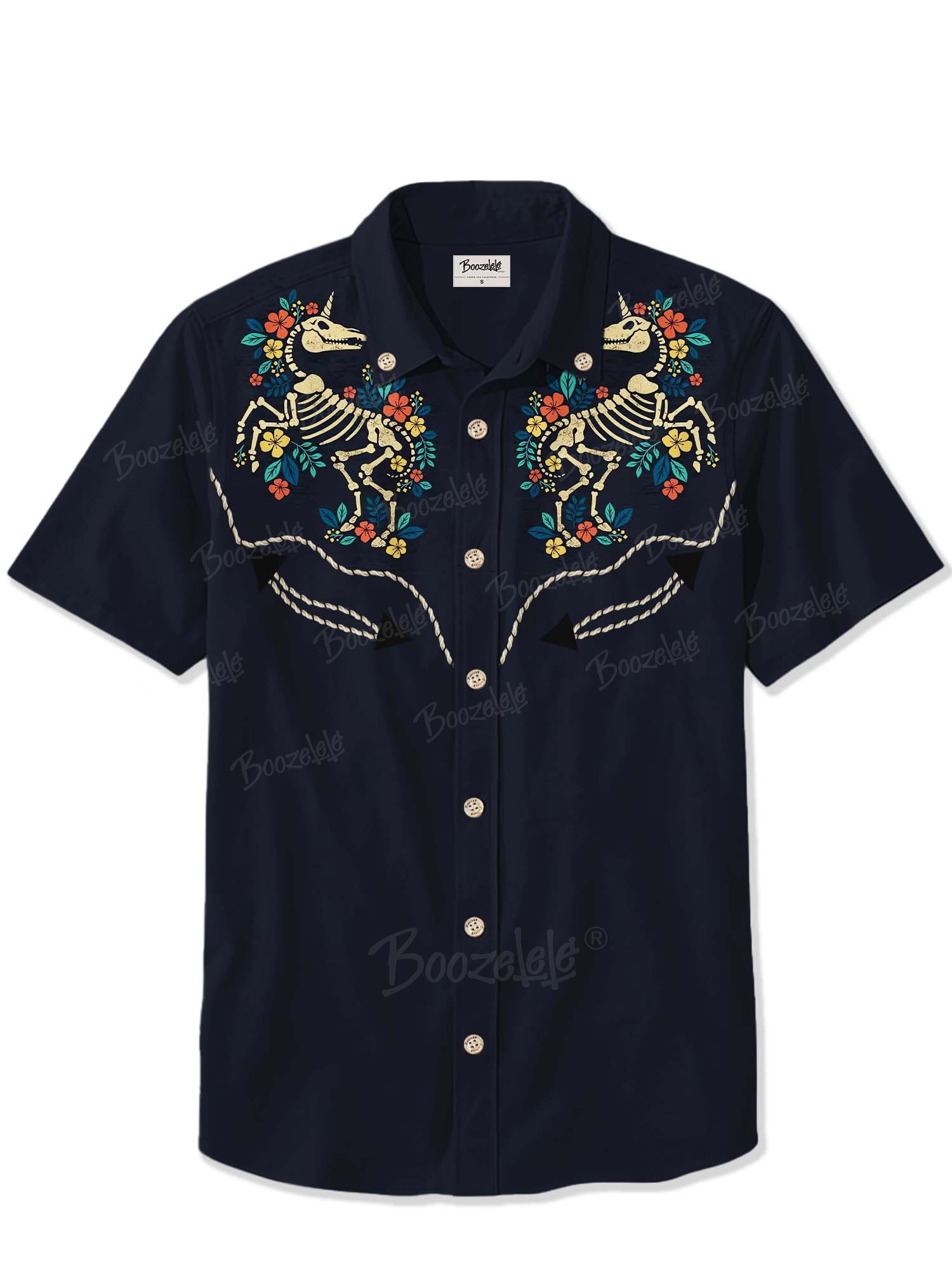 Unicorn Skull And Flower  - 100% Cotton Shirt
