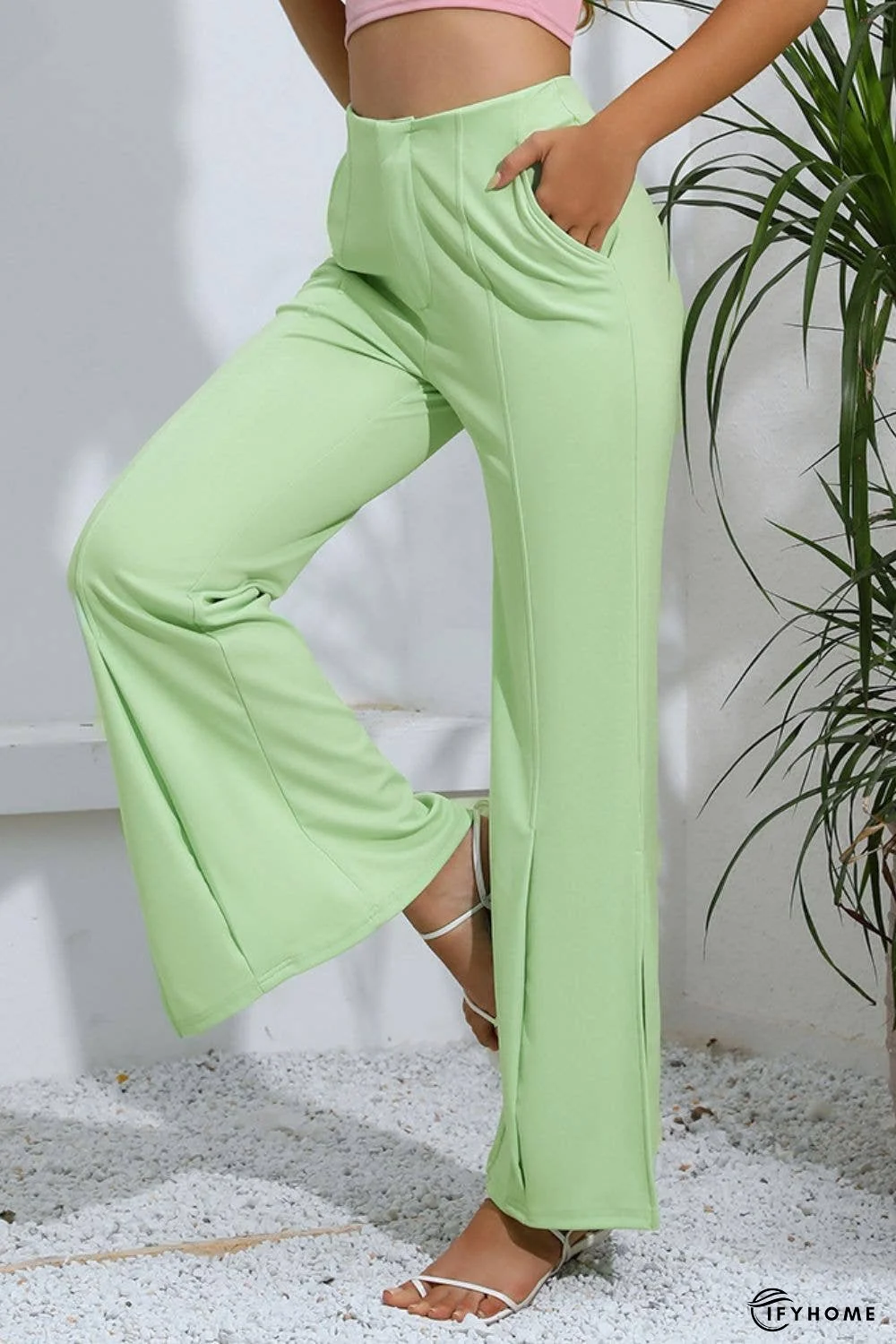 Slit High-Rise Flare Pants | IFYHOME