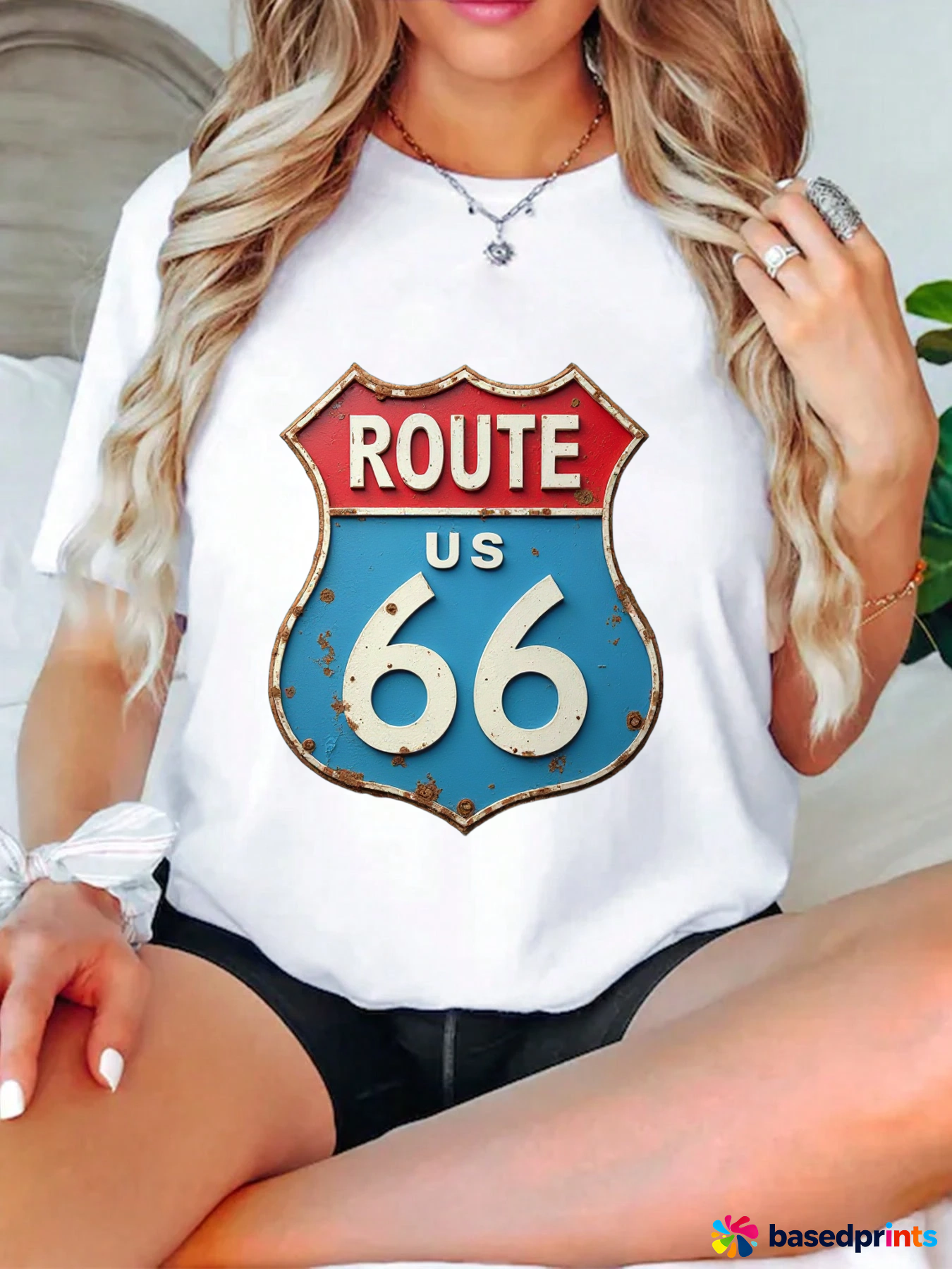 Route 66 T-Shirt Women's Casual Short Sleeve Tee