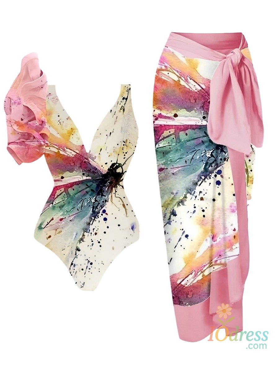 IO Dress 2025 Frill One Piece Swimsuit & String Skirt Padded Sexy Swimwear Women Bathing Suit Female Swimming Summer Beachwear Bodysuit