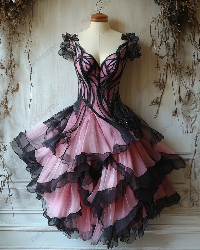 Summer fashion irregular multi-layered design dress e2eb