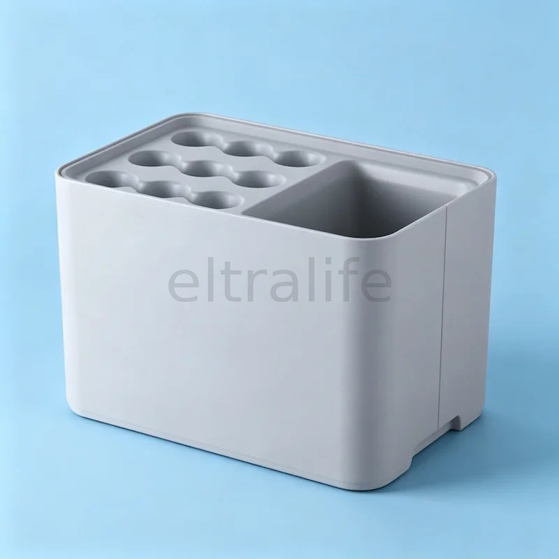 Modern Multi‑Slot Plastic Umbrella Stand, Entryway Umbrella Holder with Water Storage for Long and Folding Umbrellas eltralife