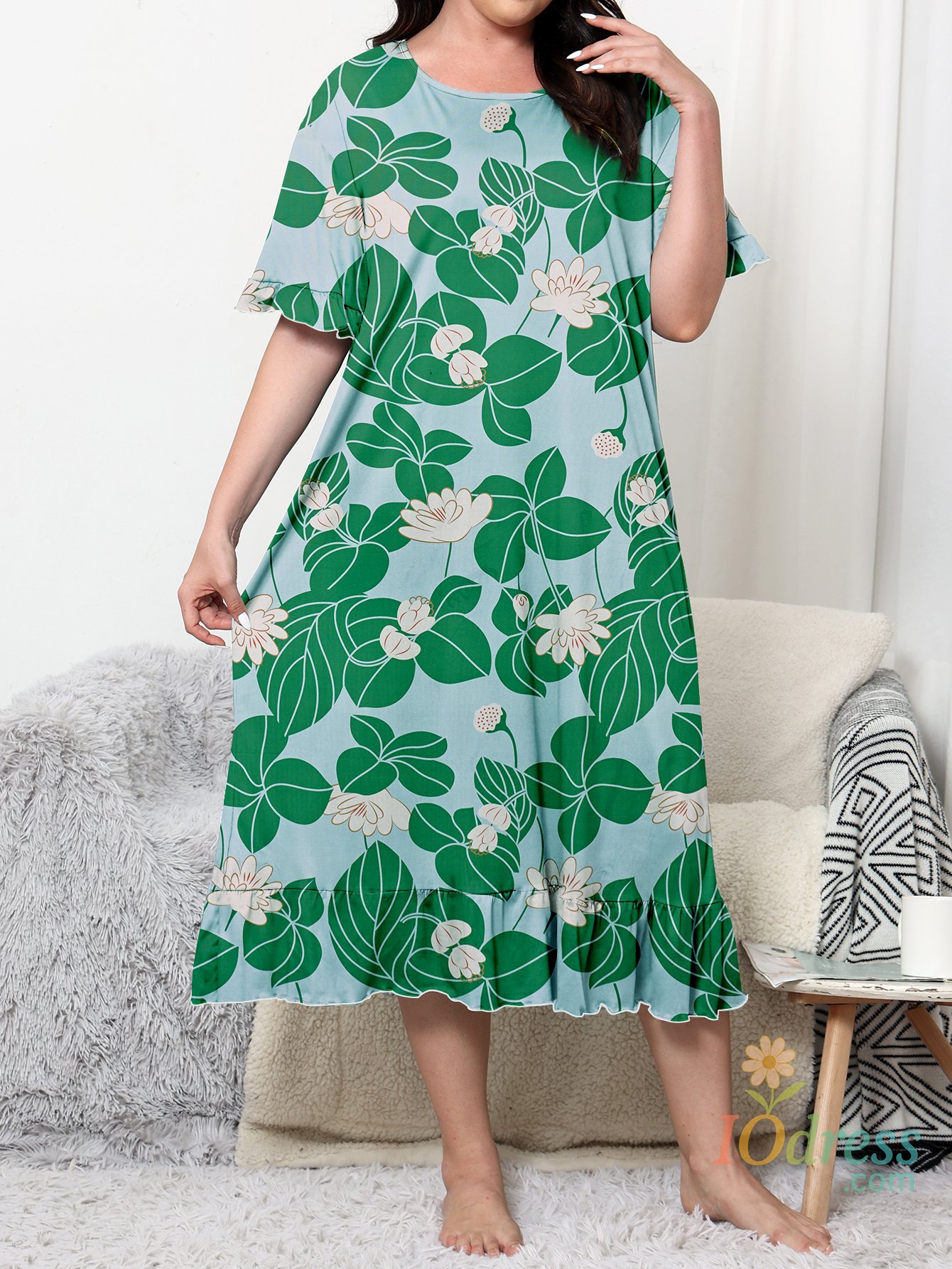 IO Dress Plus size dress, knee length dress, rustic style home and casual wear, can be worn externally. Plus size 1-5XL 2024 new dress IO Dress