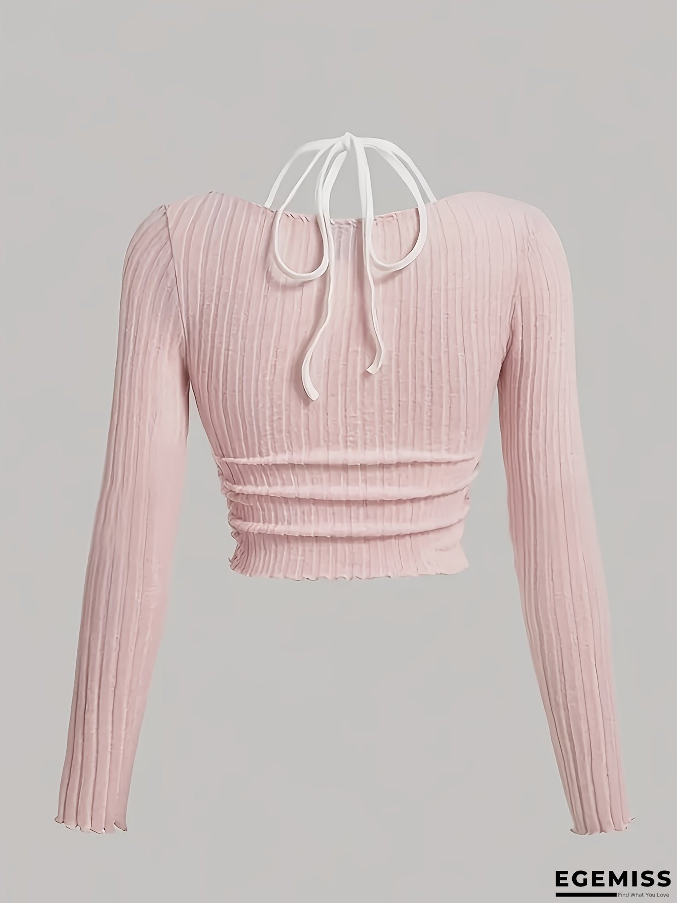 Women's Spring/Autumn Color Block Two-in-One Spliced Mock Neck Tie Design Long Sleeve Top for Daily Commute and Party Wear | EGEMISS