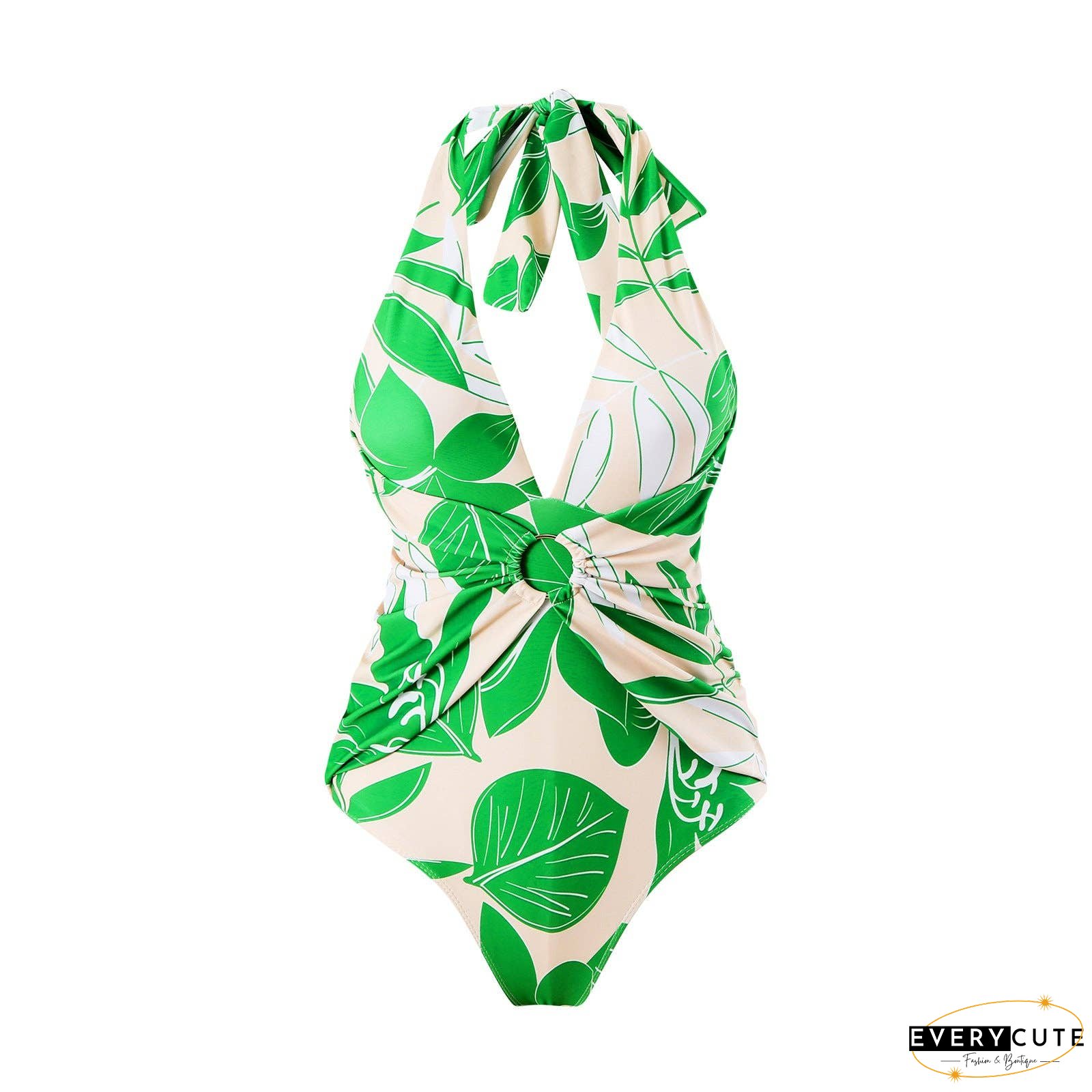 Green Floral One Piece Swimwear with Cover Y166