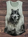 Unisex Ink Painting Wolf Abstract Print Design T-Shirt
