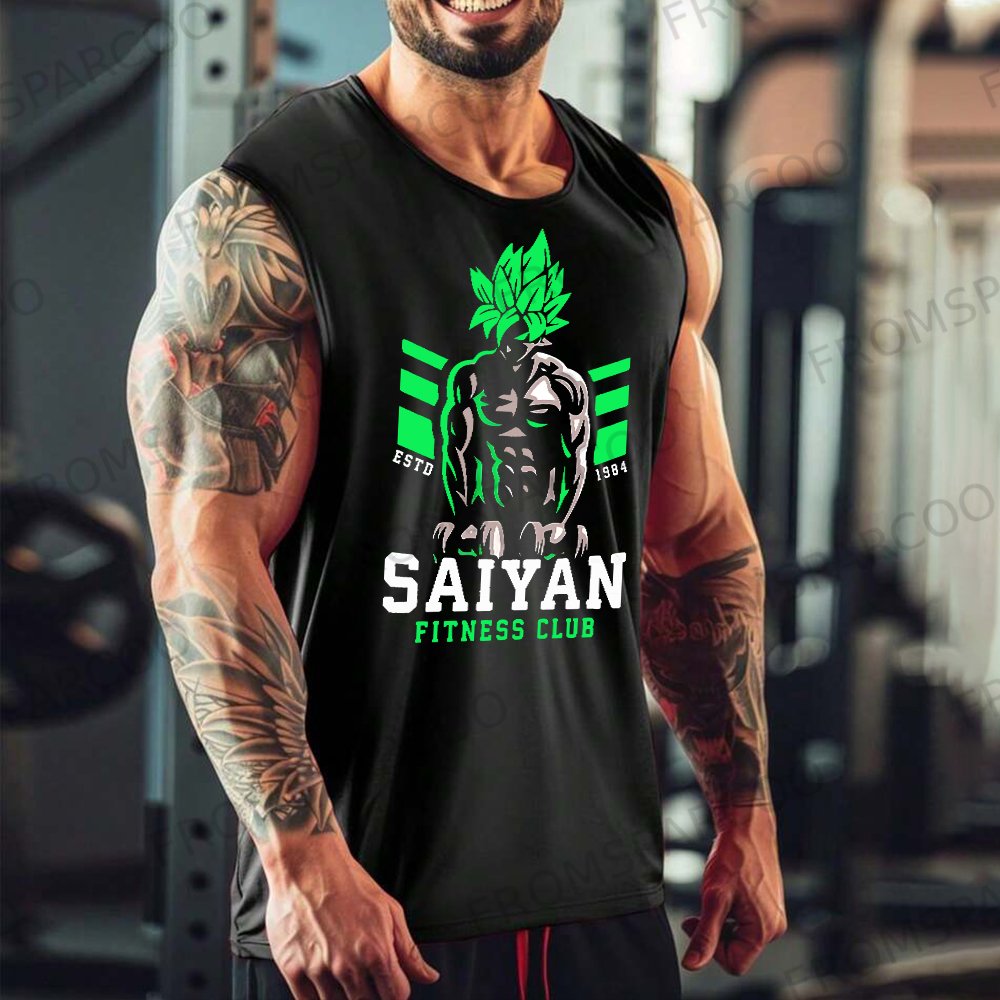 Men's Casual Anime Goku Printed Gym Tank Top