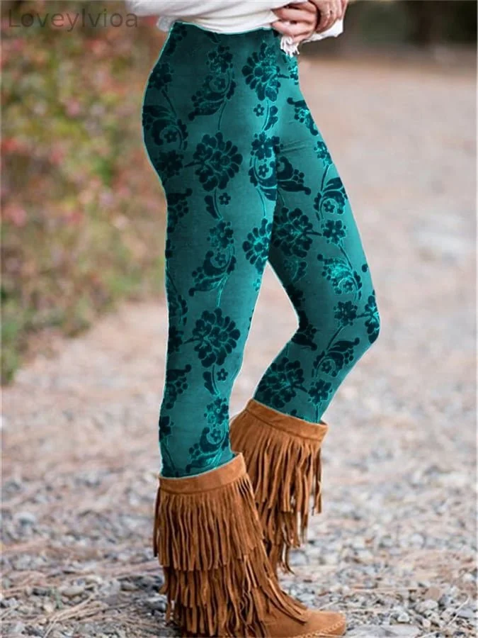 Western Print Skinny Stretch Leggings
