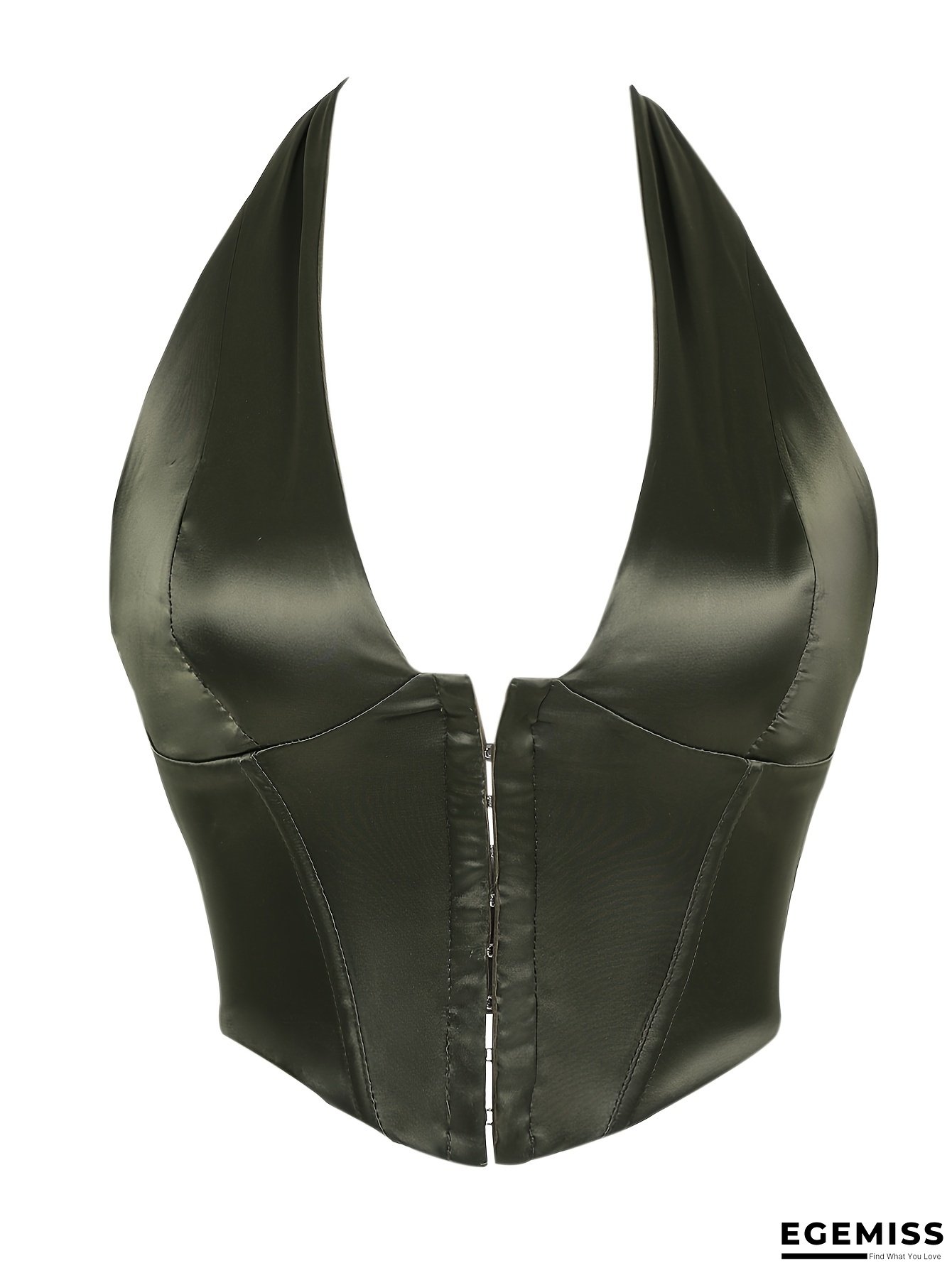 Women's Emerald Green Halter Neck Corset Top - Slim Fit, No Padding, Adjustable Back Straps, Polyester, Perfect for Parties & Formal Events, Formal Event Attire | Halter Neck Design | Smooth Texture | EGEMISS