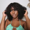 Short Bob Curly Hair Black Wave Wig With Bangs