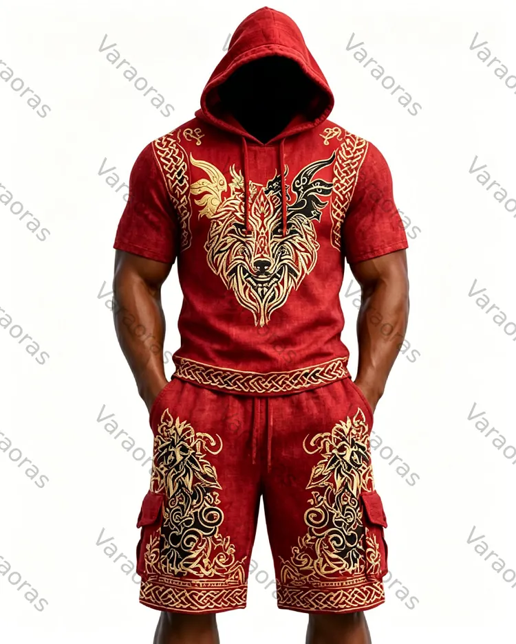 Men's Fashion Embroidered Hoodie and Pants Two-Piece Set4654
