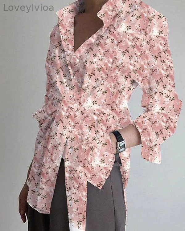 Plus Size Floral Print Casual Shirts Blouses