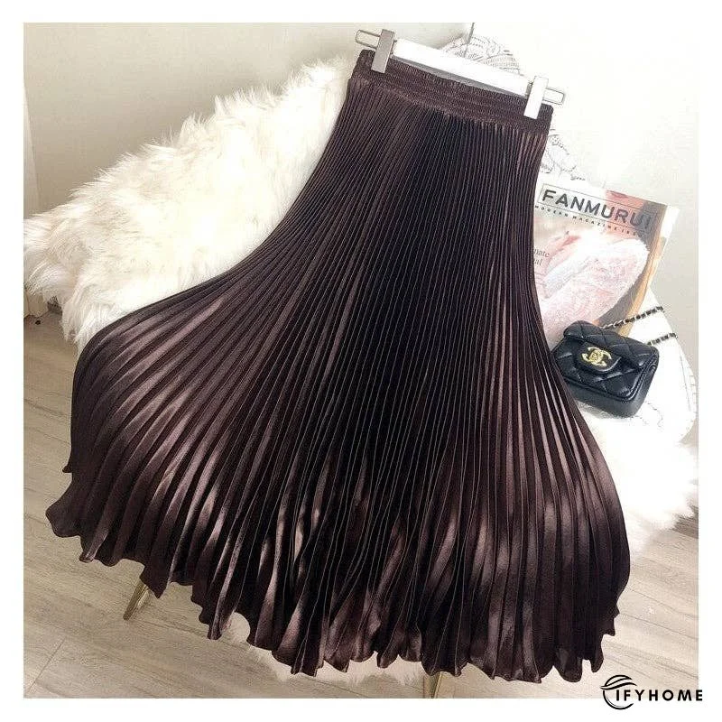 Bright Reflective Satin Pleated Mermaid Skirt Half Skirt | IFYHOME