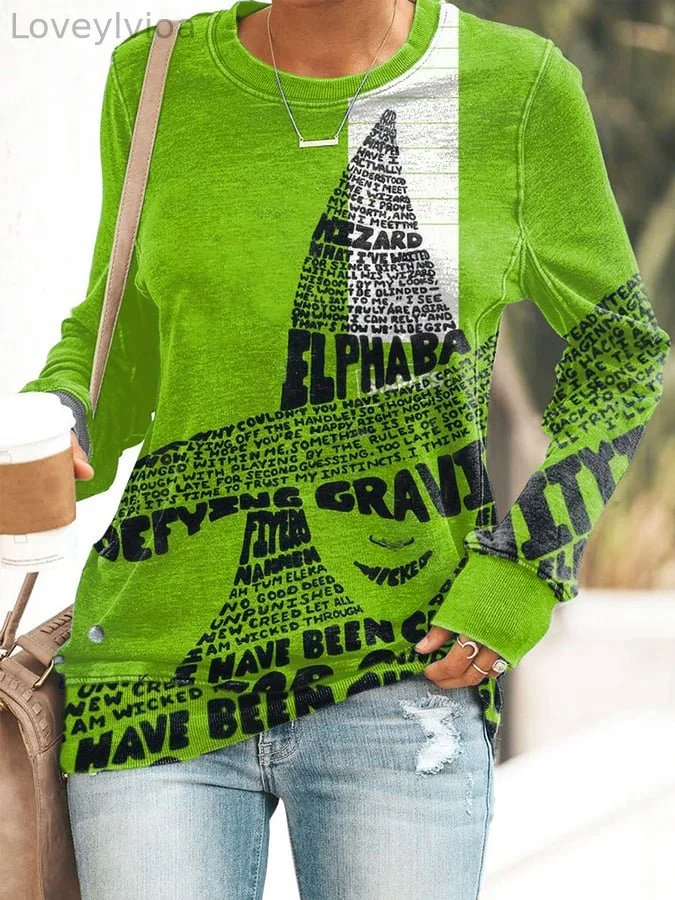 Women's Halloween Witch Print Long Sleeve Sweatshirt
