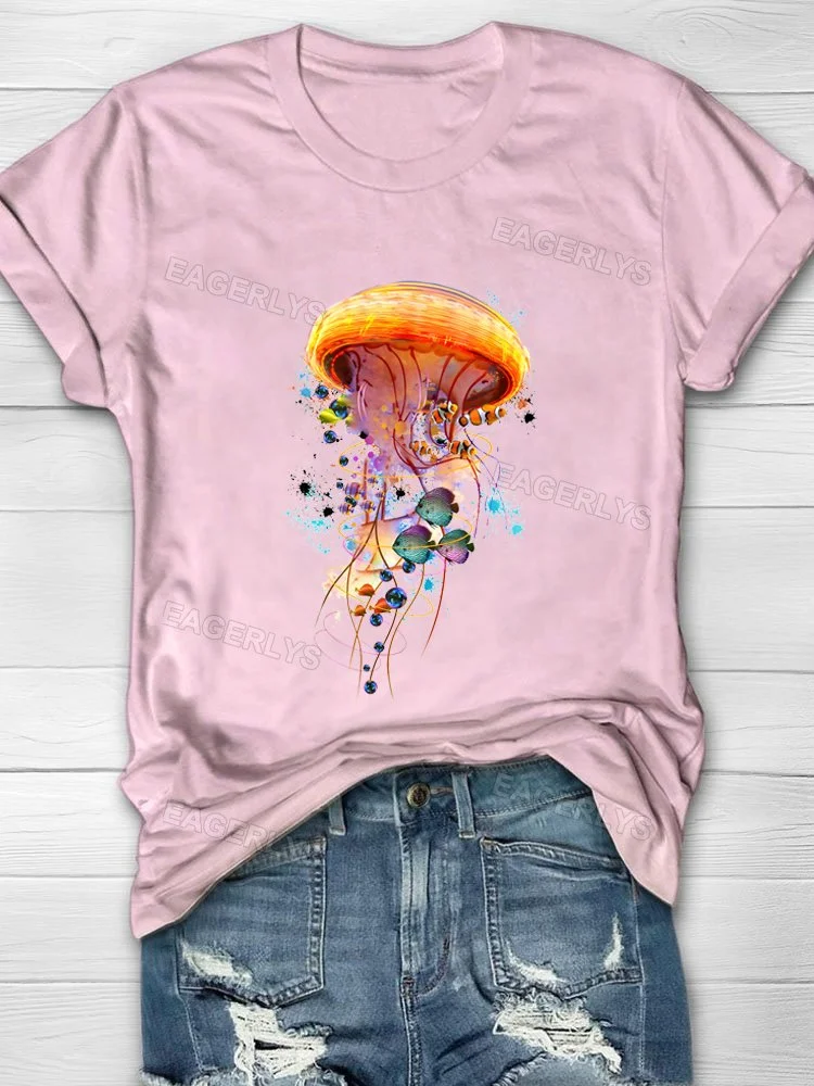 Eagerlys Jellyfish Print Short Sleeve T-shirt Eagerlys