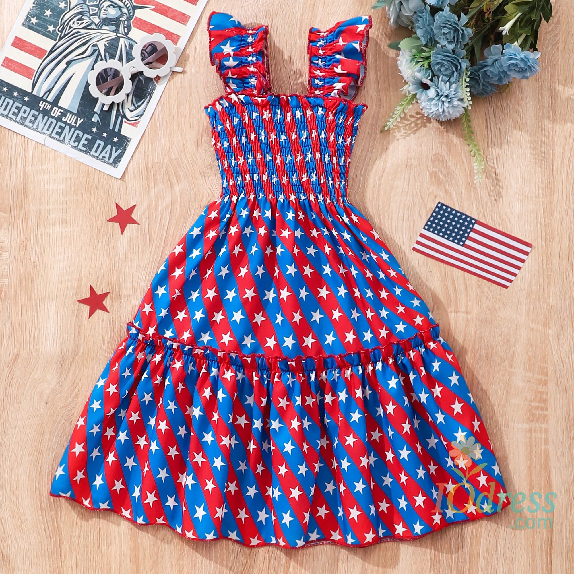IO Dress Colorful Leaves Children Clothes Girl Dress Short Sleeved Summer Striped Fashionable Casual Girls Dresses 2 3 4 5 6 7 Yrs IO Dress