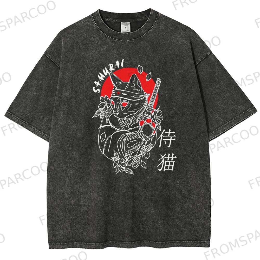 Bodyguard Cat Washed Vintage Short Sleeves T-Shirt