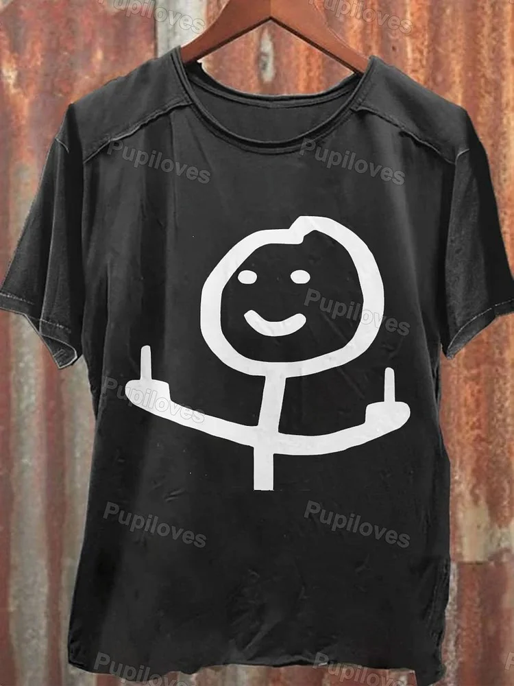 Pupiloves Pupiloves Stickman Giving Middle Finger T-shirt