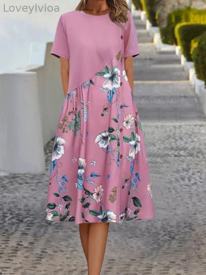 Literary And Casual Printed Mosaic Dress