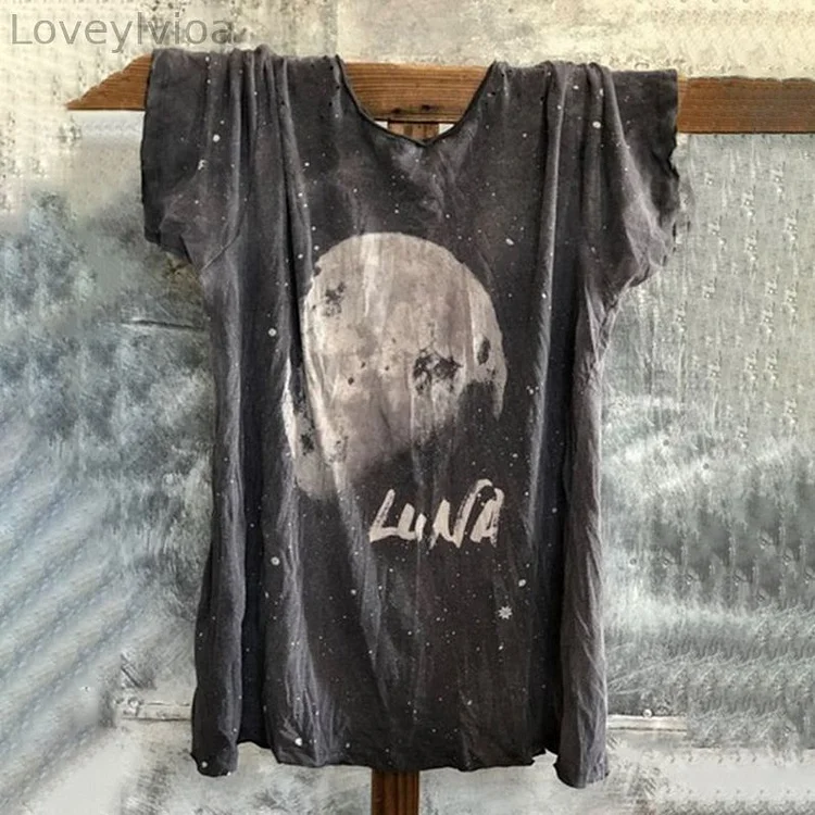 Vintage Luna Moon Print T-Shirt