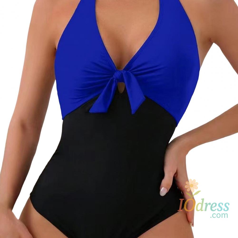 IO Dress Women Fashion Solid Deep V Neck One Piece Swimsuit Women White Hollow Out Pleate Swimwear Beach Bandage Bathing Suit Monokini