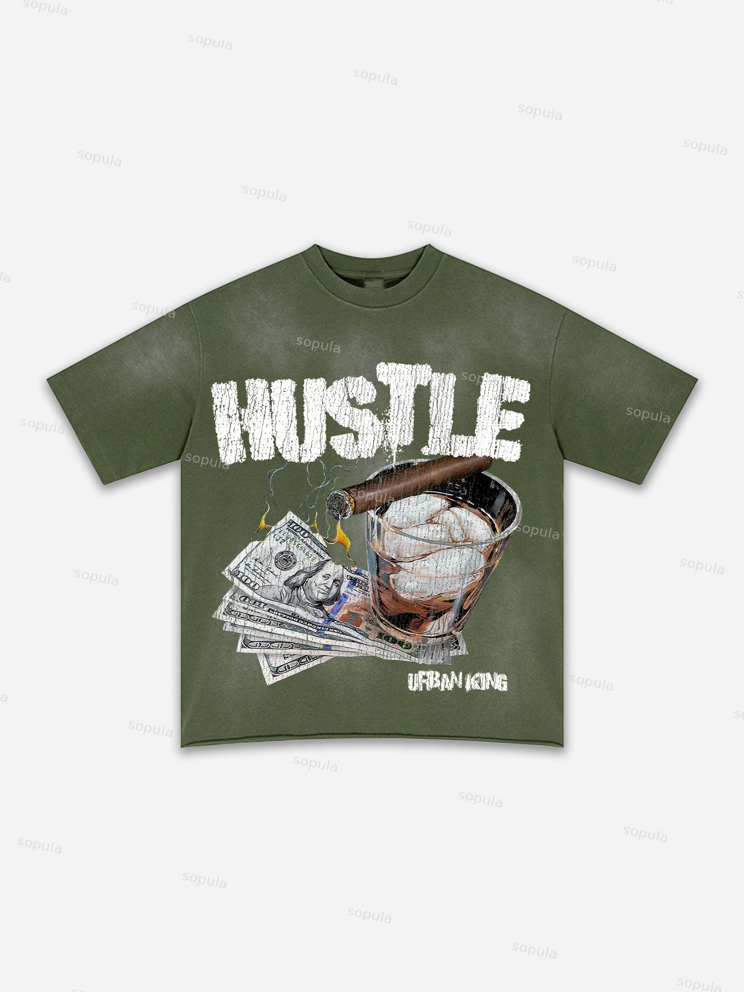 Hustle Money Beer Graphic Washed T-shirt