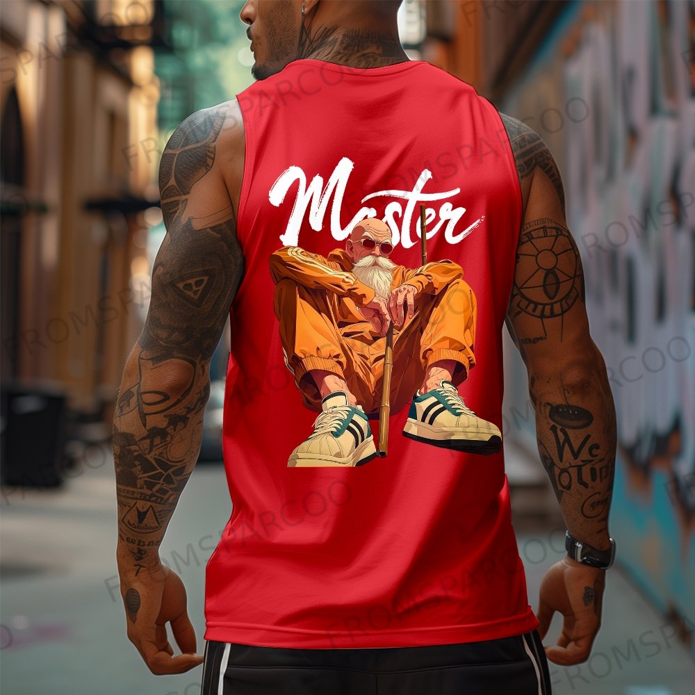 Oversized Anime Print Gym Tank Top
