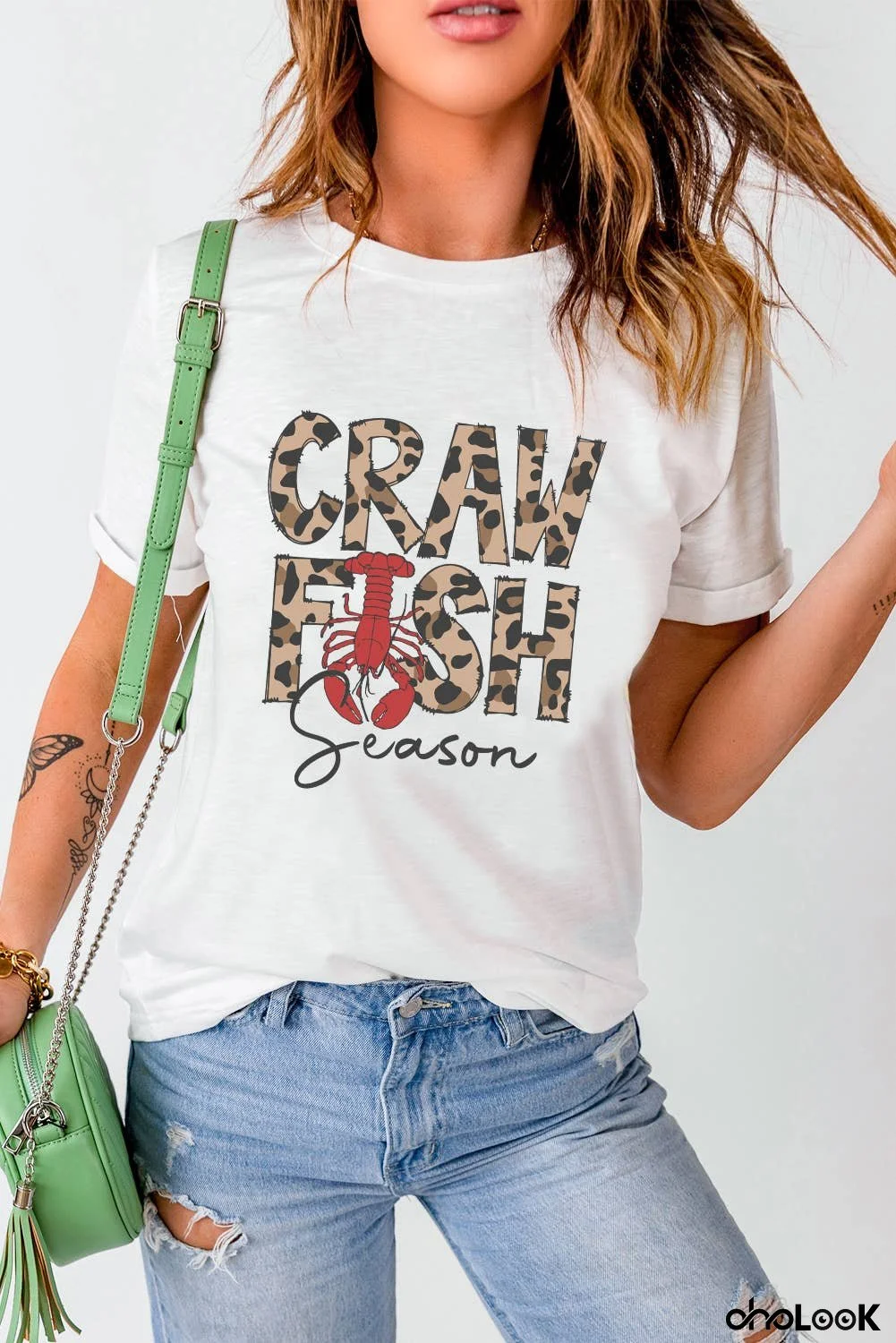 Leopard CRAWFISH Season Lettering Casual Tee