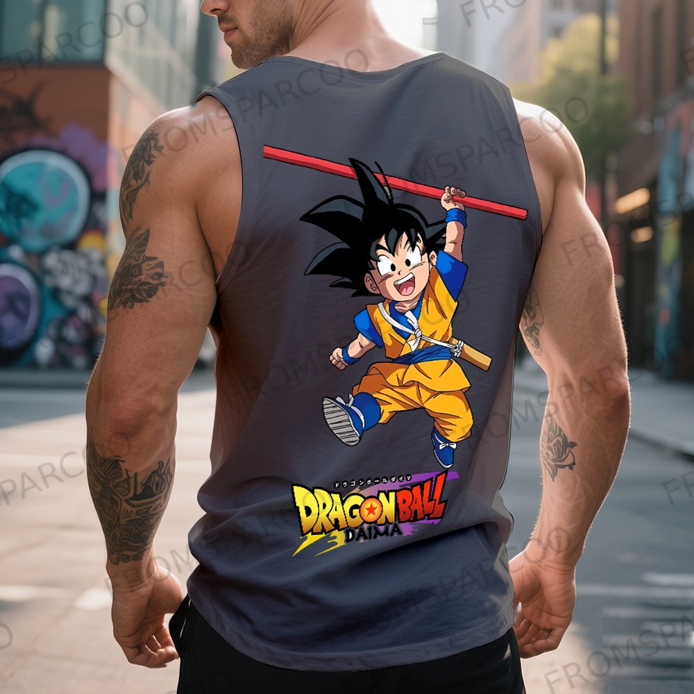 Oversized Anime Print Gym Tank Top
