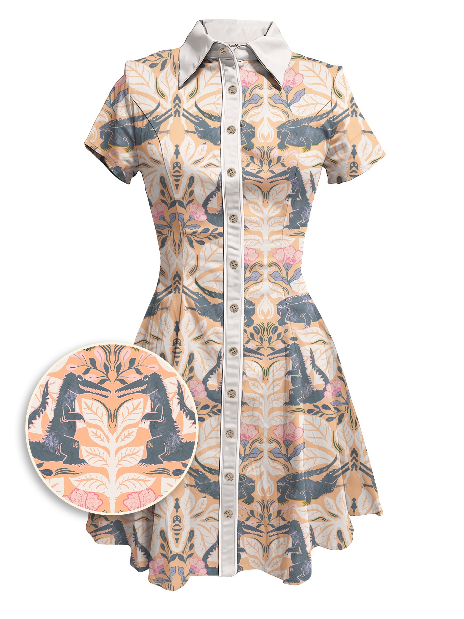 【Sara T X Boozelele】Happy Crocodiles Pink - 100% Cotton Dress