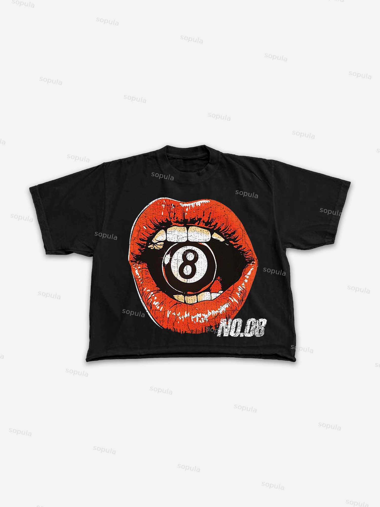 Lips Graphic No.08 Ball Print Cropped T-shirt
