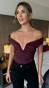 Simona Mauve Off Shoulder Ruched Bodysuit
