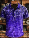 Retro Ethnic Art Print Casaul Short SLeeve Polo Shirt