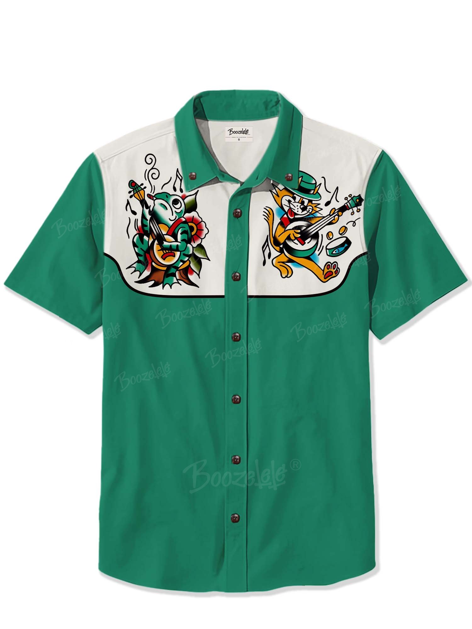 Music Frog And Cat Playing Banjo - 100% Cotton Shirt