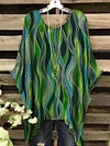 Women's Art Abstract Irregular Wave Print Casual Top