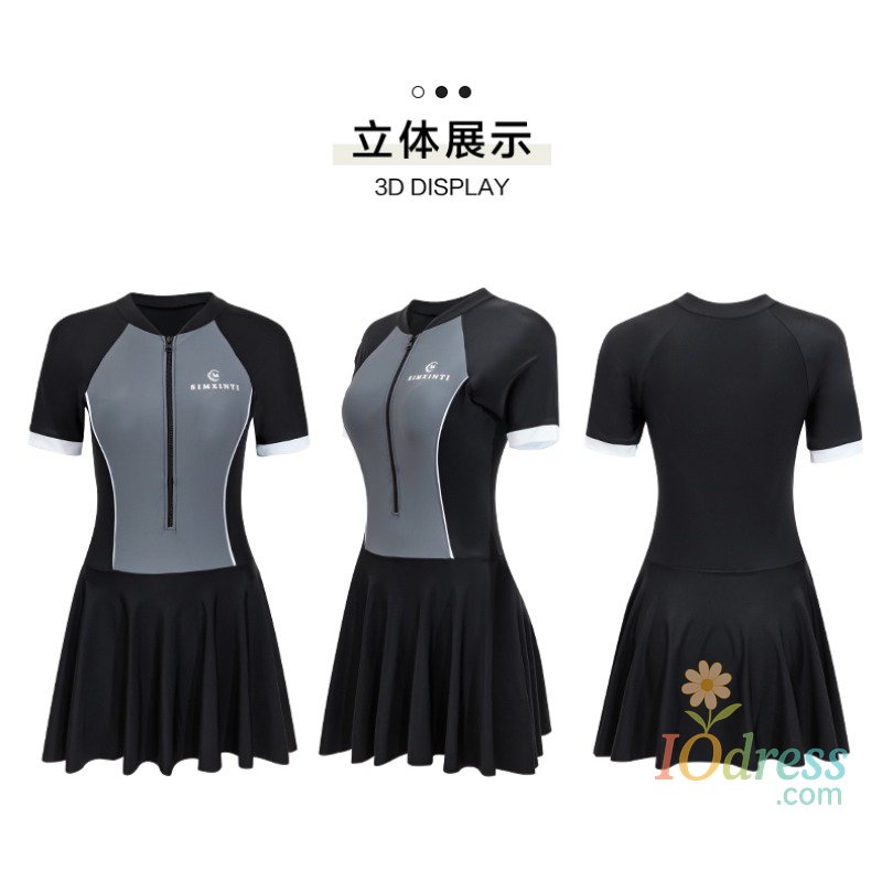 IO Dress One Piece Swimsuit for Women Modest Tummy Control Swimdress Vintage Bathing Suits Skirt Swimwear Athletic Rash Guards Beachwear