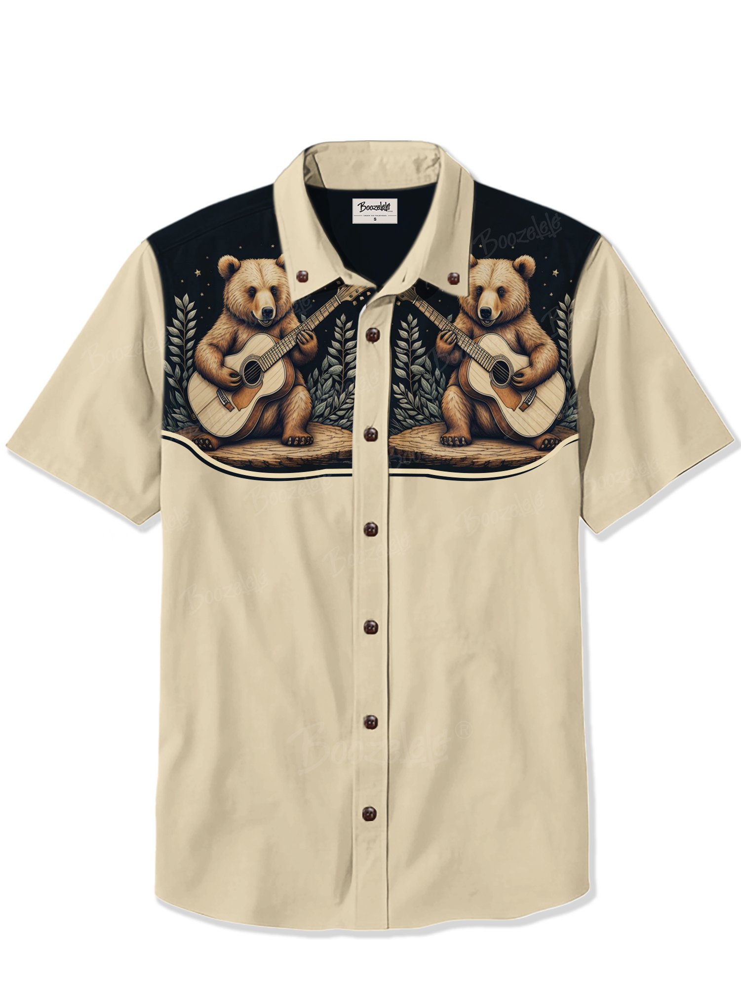 Retro Bear Playing Guitar - 100% Cotton Shirt