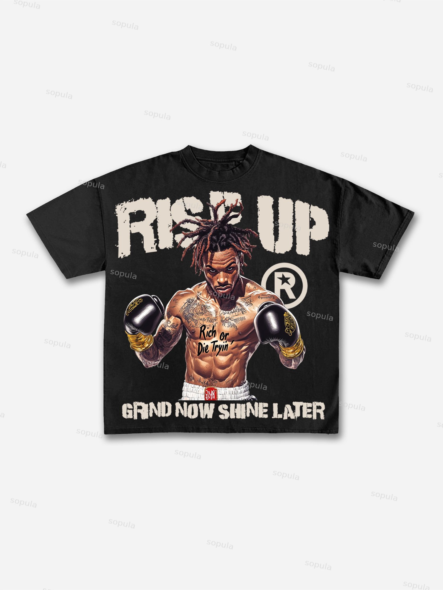 Rise Up Street Boxer Retro Graphic Cotton T-shirt