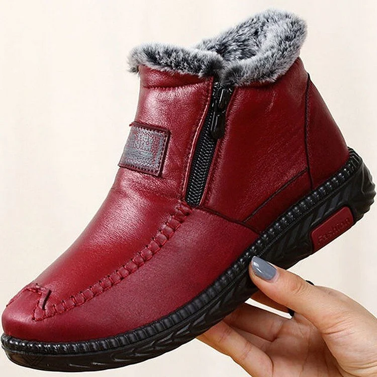 Sale|BLACK  UK5.5\Women's Waterproof Non-slip Cotton Leather Boots shopify Stunahome.com