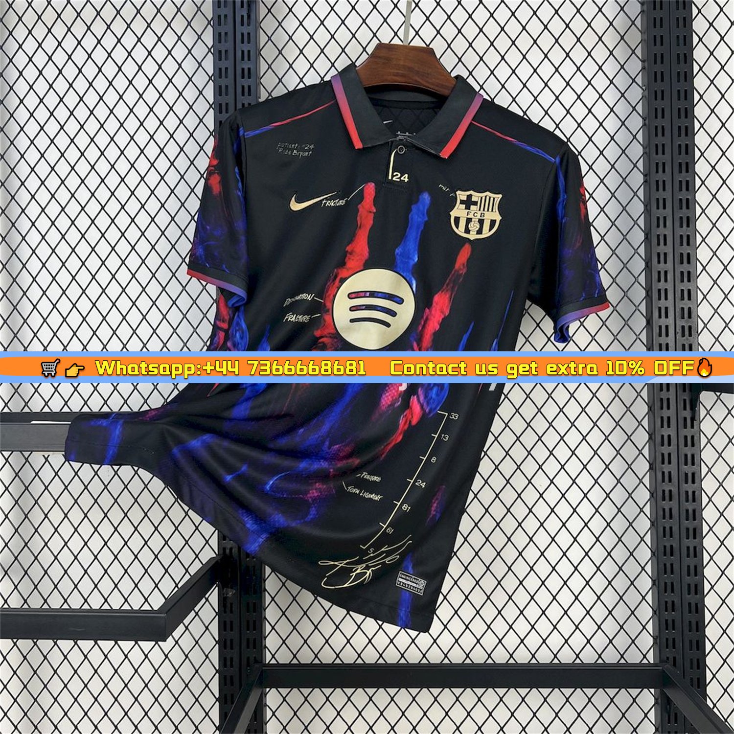 B.A.R.S.A 25-26 Red & Blue Palm Black Jersey - Fans Version