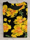 Unisex Floral Painting Art Print Round Neck Short Sleeve T-Shirt