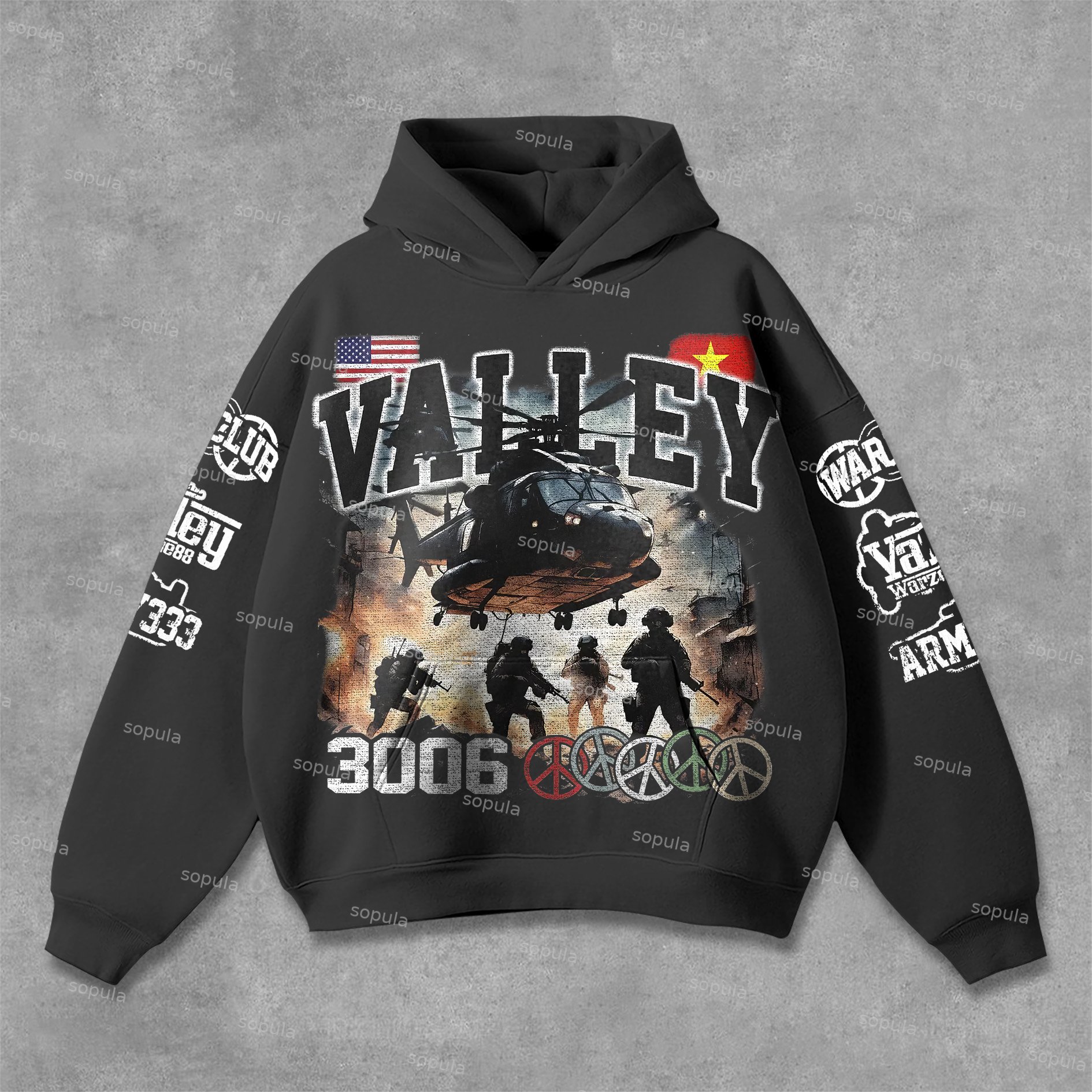 Sopula Unisex Warzone Retro Graphic Pocket Hoodie - Sopula｜Premium Graphic Tees & Graphic Clothing