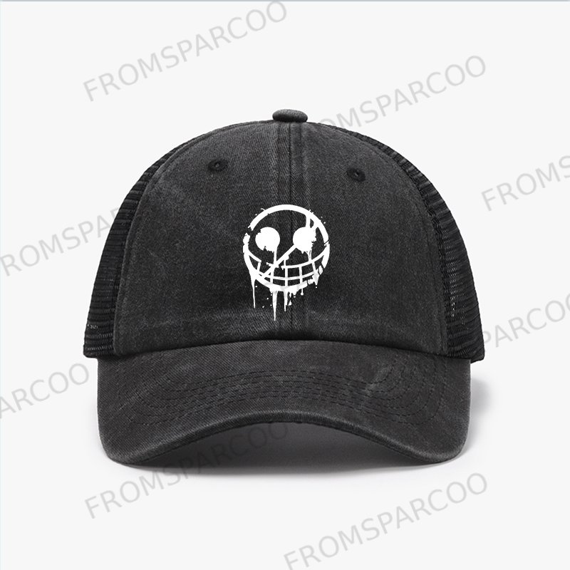 Unisex Anime Simple Print Breathable Mesh Baseball Cap
