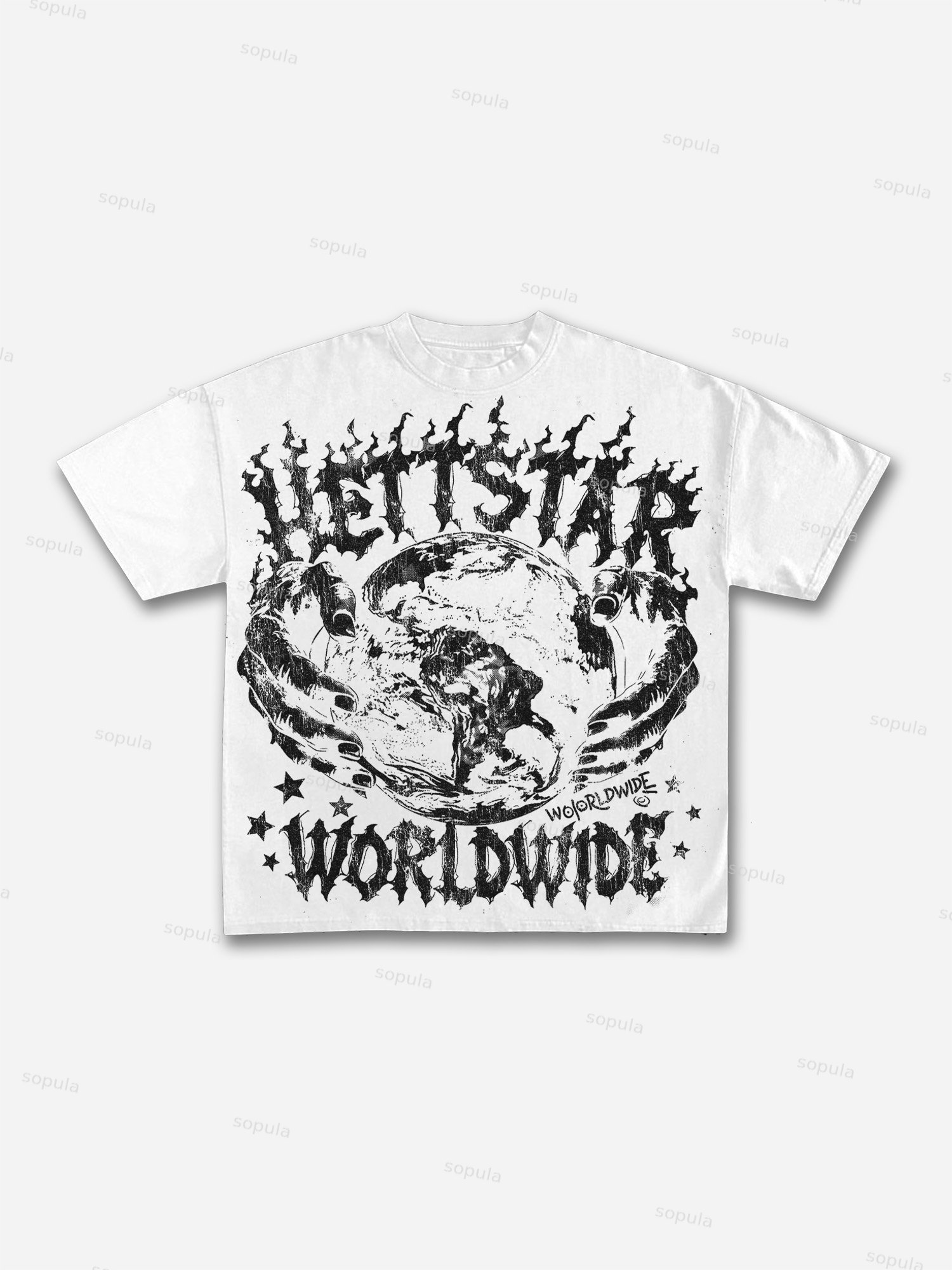 Retro Worldwide Graphic Cotton T-shirt