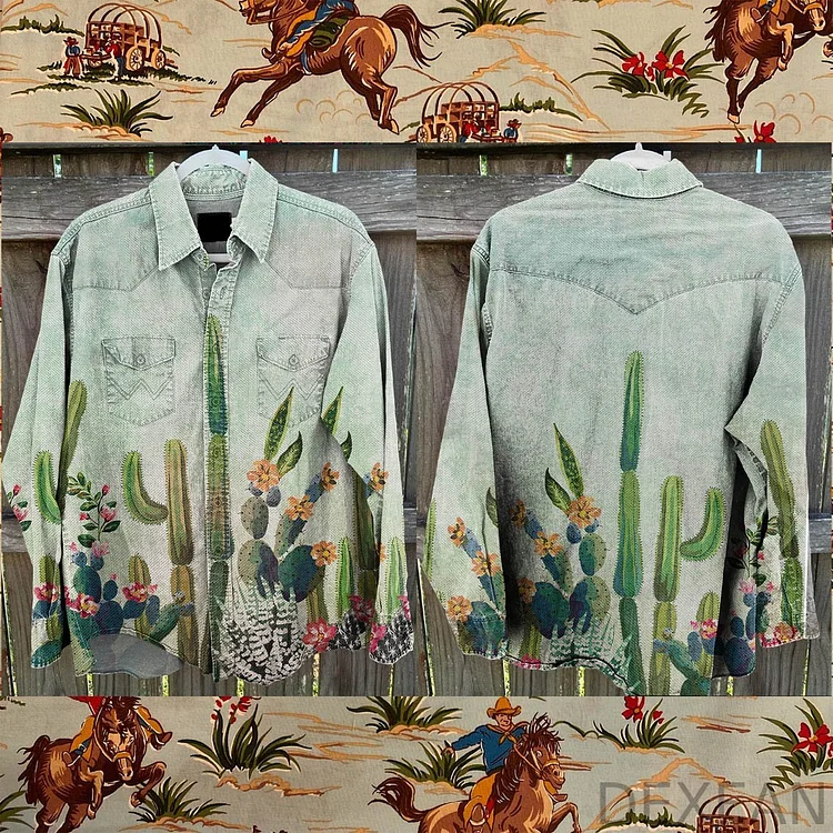 Cactus Vintage Print Casual Shirt